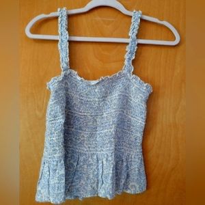 Blue floral crop top, Patrons of Peace, size L